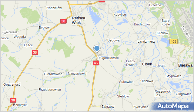 mapa Długomiłowice, Długomiłowice na mapie Targeo